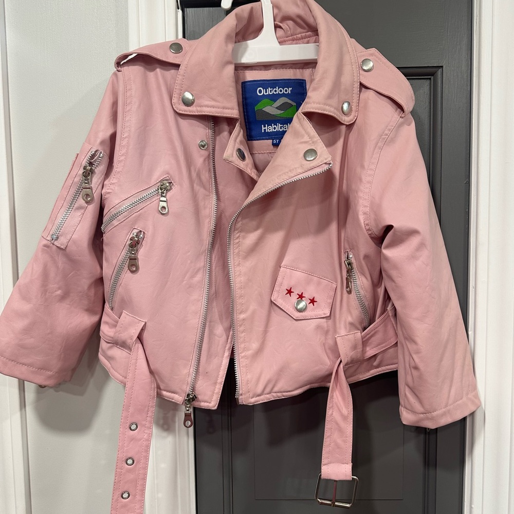 Kids Pink Biker Jacket